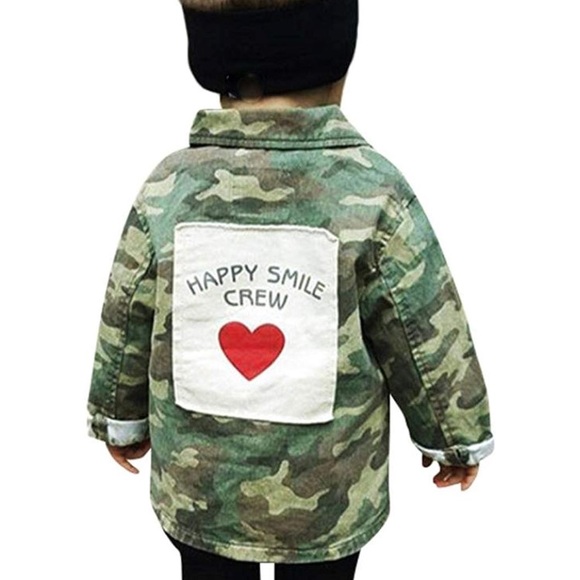 Camo print ‘happy smile crew’ button down coat - Picture 4 of 4